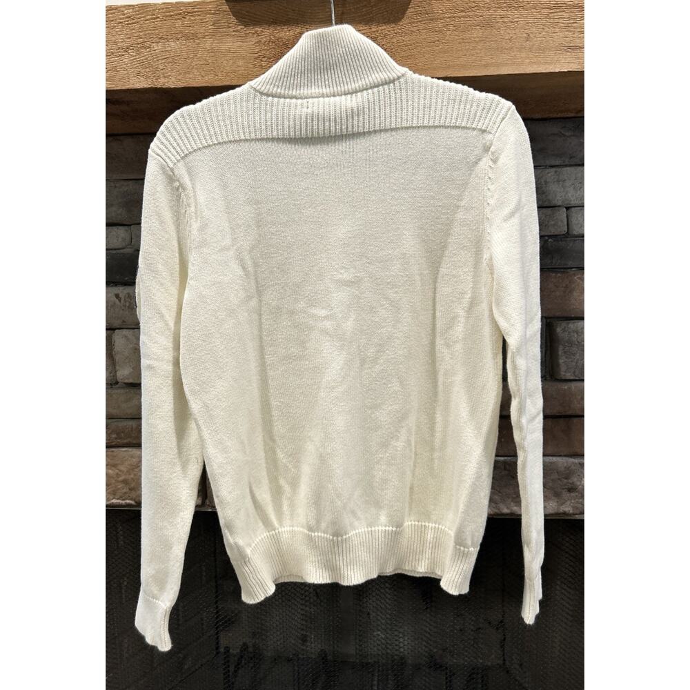 Women’s LRL Lauren Ralph Cream GOLD Button Naval Patch Long Sleeve Sweater L *B4 - Picture 6 of 6